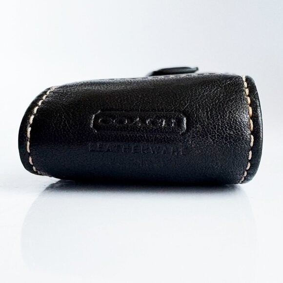 Vintage Coach Cell Phone Case Black Leather White Stitch 90s Retro - Picture 6 of 7